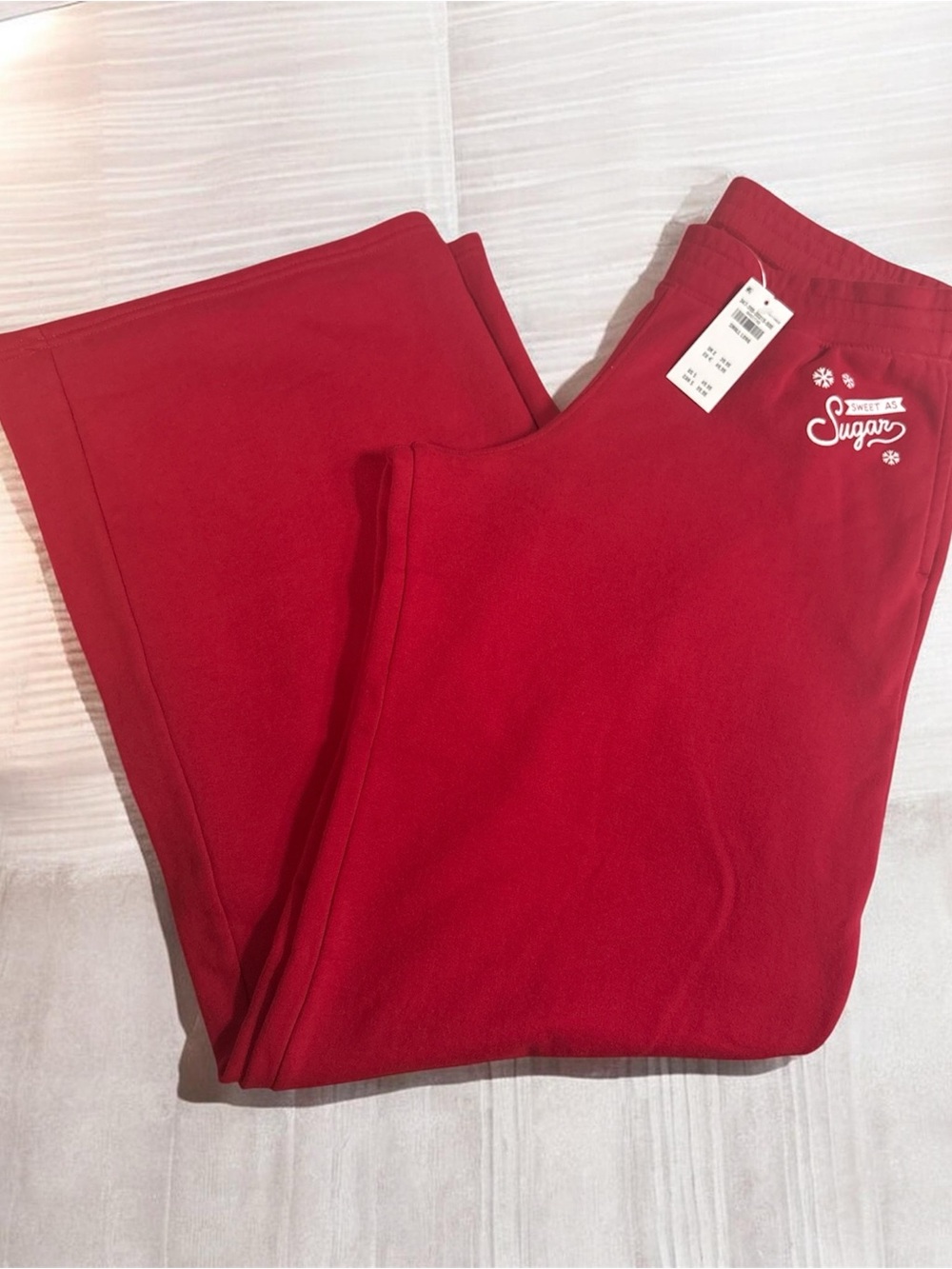 Hollister Wide Leg Sweatpants in Red with White Logo